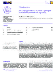 Review  Tansley review Sexual polyploidization in plants – cytological mechanisms and molecular regulation Author for correspondence: