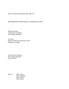 NOAA Technical Memorandum ERL ARL-224  DESCRIPTION OF THE HYSPLIT_4 MODELING SYSTEM Roland R. Draxler Air Resources Laboratory