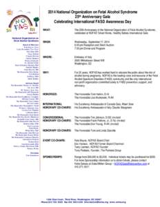 2014 National Organization on Fetal Alcohol Syndrome 25th Anniversary Gala Celebrating International FASD Awareness Day National Organization on Fetal Alcohol Syndrome