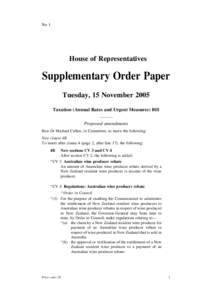 Supplementary Order Paper 1 - Taxation (Annual Rates and Urgent Measures) Bill