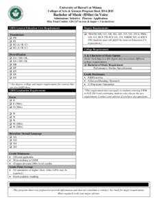 University of Hawai‘i at Mānoa Colleges of Arts & Sciences Program Sheet[removed]Bachelor of Music (BMus) in Voice Admissions: Selective Process: Application Min. Total Credits: [removed]in core & major + 3 in elect