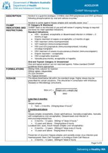 ACICLOVIR ChAMP Monographs DESCRIPTION ChAMP INDICATIONS AND