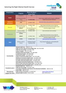 Selecting the Right Mental Health Service Presentation Acute Severe & persistent