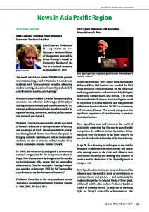 Asia Pacific Mathematics Newsletter  News in Asia Pacific Region News from Australia  Terry Speed Honoured with Australian