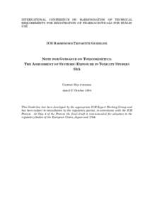 INTERNATIONAL CONFERENCE ON HARMONISATION OF TECHNICAL REQUIREMENTS FOR REGISTRATION OF PHARMACEUTICALS FOR HUMAN USE ICH HARMONISED TRIPARTITE GUIDELINE