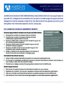 AMERICAN COUNC ILS FOR INTERNATIONAL EDUCATION AMERICAN COUNCILS & CIC MEMBERSHIP