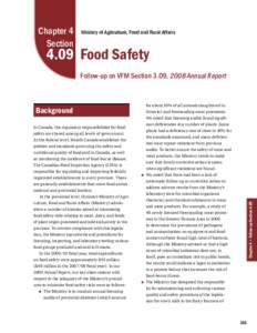 Chapter 4 Section Ministry of Agriculture, Food and Rural Affairs[removed]Food Safety