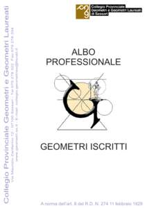 Via Maurizio Zanfarino[removed]Sassari - Tel[removed]Fax[removed]www.geometri.ss.it - E-mail: [removed] Collegio Provinciale Geometri e Geometri Laureati  ALBO
