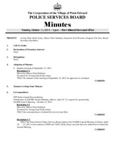 The Corporation of the Village of Point Edward  POLICE SERVICES BOARD Minutes Tuesday, October 11,