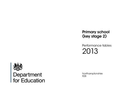 Primary school (key stage 2) Performance tables 2013 Northamptonshire