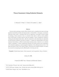 Threat Assessment Using Evidential Networks  A. Benavoli† , B. Ristic‡ , A. Farina§ , M. Oxenham‡ , L. Chisci†