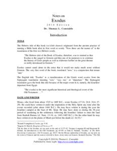 Notes on  Exodus[removed]E d i t i o n