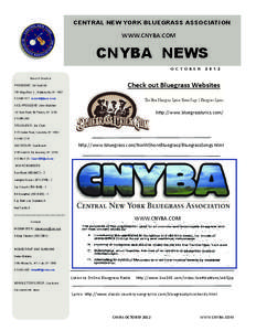 CENTRAL NEW YORK BLUEGRASS ASSOCIATION  WWW.CNYBA.COM  CNYBA NEWS O C T O B E R