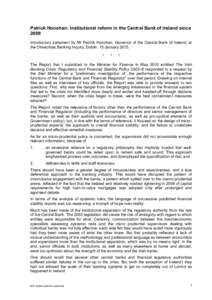 Ireland / Financial crises / Financial risk / Central Bank of Ireland / Systemic risk / Central bank / Financial Regulator / Financial regulation / Irish banking crisis / Economy of the Republic of Ireland / Economics / Republic of Ireland