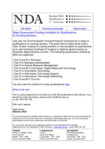 NDA website  NDA training course dates Make an enquiry