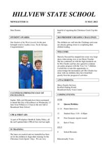 HILLVIEW STATE SCHOOL NEWSLETTER[removed]MAY[removed]Dear Parents