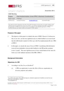 IASB Agenda ref 12B  December 2014 STAFF PAPER IASB Meeting