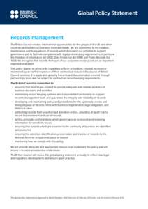 Records management / Business / Freedom of information legislation / Accountability / Information security / Sustainable Development Strategy in Canada / Content management systems / Administration / Information technology management