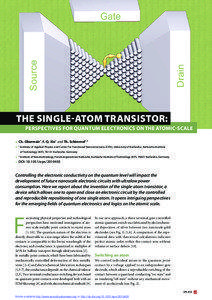The single-aTOm TransisTOr: PERSPECTiVES FOR QuANTuM ElECTRONiCS ON THE ATOMiC-SCAlE 1