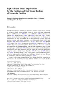 High Altitude Diets: Implications for the Feeding and Nutritional Ecology of Mountain Gorillas Jessica M. Rothman, John Bosco Nkurunungi, Bianca F. Shannon and Margaret A. H. Bryer