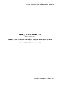 Charter for Remuneration and Nominations Committee  TASSAL GROUP LIMITED ABNCharter for Remuneration and Nominations Committee