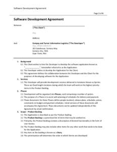 Software Development Agreement Page 1 of 6 Software Development Agreement Between