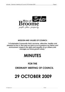 Minutes - Ordinary Meeting of Council 29 OctoberPage 1 MISSION AND VALUES OF COUNCIL 