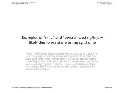 Examples of Mild and Severe Disease Last updatedpacificrockyintertidal.org seastarwasting.org
