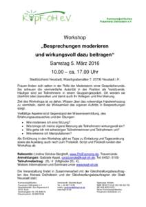 Kommunalpolitisches Frauennetz Ostholstein e.V. Workshop „Besprechungen moderieren und wirkungsvoll dazu beitragen“