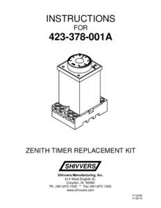 INSTRUCTIONS FOR[removed]001A  ZENITH TIMER REPLACEMENT KIT