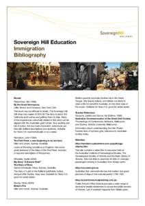 Sovereign Hill Education Immigration Bibliography Novels Fleischman, Sid (1988).