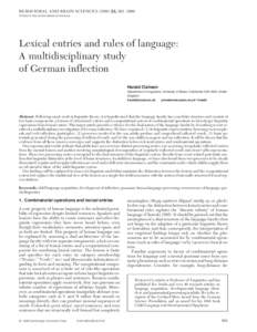 BEHAVIORAL AND BRAIN SCIENCES, 991–1060 Printed in the United States of America Lexical entries and rules of language: A multidisciplinary study of German inflection