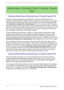 Get Instant Access to PDF Read Books Mathematics Olympiad Class 3 Sample Papers at our eBook Document Library  Mathematics Olympiad Class 3 Sample Papers PDF Download Mathematics Olympiad Class 3 Sample Papers.PDF Gettin