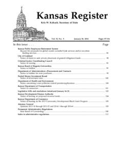 Kansas Register Kris W. Kobach, Secretary of State Vol. 33, No. 5  In this issue . . .