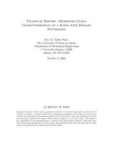 Technical Report: Microstructural Characterization of a Knife with Damask Patterning