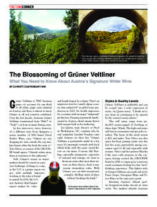 TASTINGCORNER  The Wachau region, northwest of Vienna, is arguably the source of Austria’s most sought-after Grüners. Wachau created its own classifi cation system in the 1980s, based on the wines’ natural alcohol l