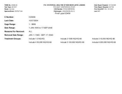 TDMS No[removed]Test Type: 90-DAY Route: GAVAGE Species/Strain: RATS/F 344  P10: STATISTICAL ANALYSIS OF NON-NEOPLASTIC LESIONS