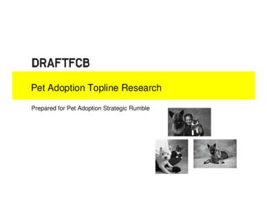 Pet Adoption Topline Research Prepared for Pet Adoption Strategic Rumble The Business Problem − People are prejudice against shelter animals and there needs to be a shift from negative perception to positive reality