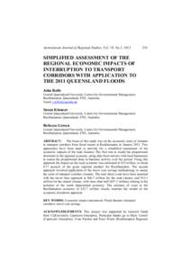 Australasian Journal of Regional Studies, Vol. 19, No.2, SIMPLIFIED ASSESSMENT OF THE REGIONAL ECONOMIC IMPACTS OF