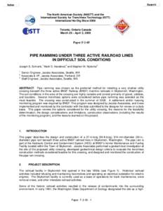 Trenchless technology / Piping / Pipe ramming / Geotechnical engineering / Skykomish /  Washington / Skykomish River / Deep foundation / Water well / BNSF Railway / Rail transportation in the United States / Transportation in the United States / Tunnels