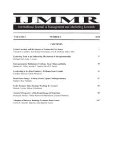 IJMMR International Journal of Management and Marketing Research VOLUME 3  NUMBER 3