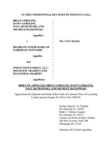 IN THE COMMONWEALTH COURT OF PENNSYLVANIA BRIAN GORSLINE, DAWN GORSLINE, PAUL BATKOWSKI, AND MICHELE BATKOWSKI, Appellees