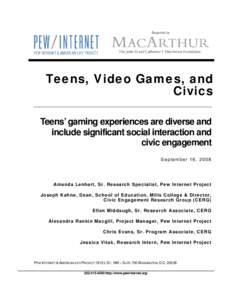 Video game genres / Video game / Massively multiplayer online game / Gamer / Multiplayer video game / Online game / Virtual world / Leisure / Digital media / Amanda Lenhart / Year of birth missing / Social software