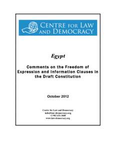 Egypt Comments on the Freedom of Expression and Information Clauses in the Draft Constitution  October 2012