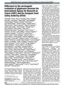 Differences in the carcinogenic evaluation of glyphosate between the International Agency for Research on Cancer (IARC) and the European Food Safety Authority (EFSA)