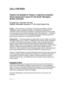 Committee on the Status of Endangered Wildlife in Canada / Conservation status / Government procurement in the United States / Conservation biology / Environment / Biology / Conservation