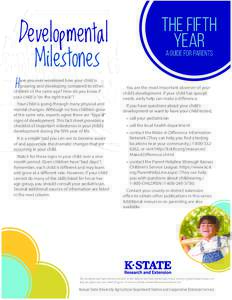 Developmental Milestones Hgrowing and developing compared to other  The Fifth