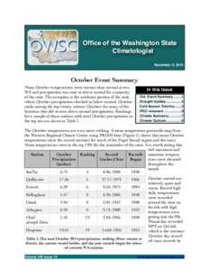 !  ! Office of the Washington State ! Climatologist! November 5, 2014