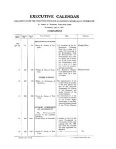 EXECUTIVE CALENDAR PREPARED UNDER THE DIRECTION OF FELTON M. JOHNSTON, SECRETARY OF THE SENATE BY LARRY M.