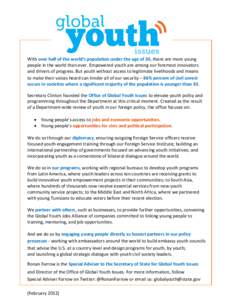 With over half of the world’s population under the age of 30, there are more young people in the world than ever. Empowered youth are among our foremost innovators and drivers of progress. But youth without access to l